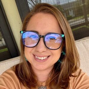 Turquoise studded blue light glasses